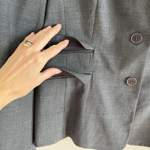 Talbots Wool Classic Blazer 8 Gray Academia Preppy Business Casual Capsule New - Picture 10 of 12